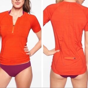 Athleta Pacifica UPF Tee 1/4 Zip Short Sleeve L
